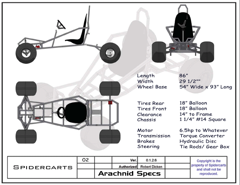 Arachnid go-kart chassis render